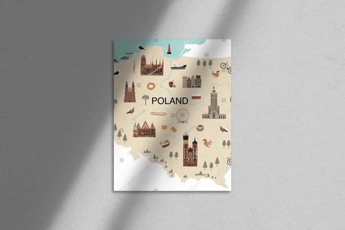Ilustrowana mapa Polski pełna radości i kolorów