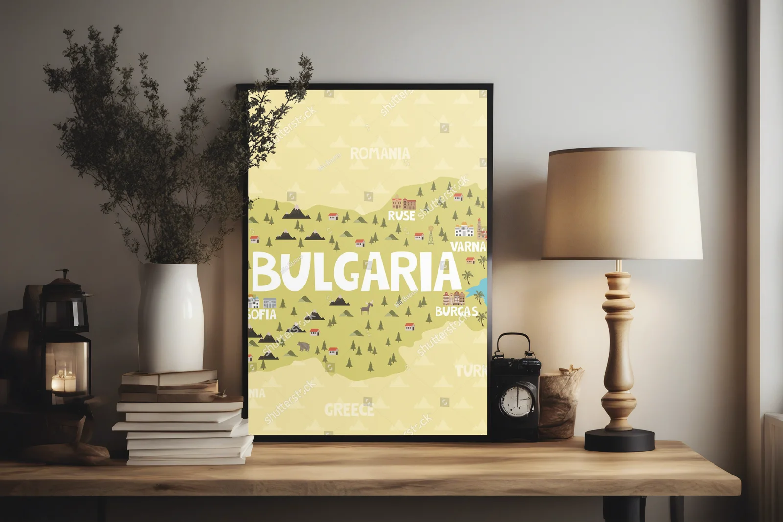 Magiczna mapa Bułgarii w ciepłych odcieniach