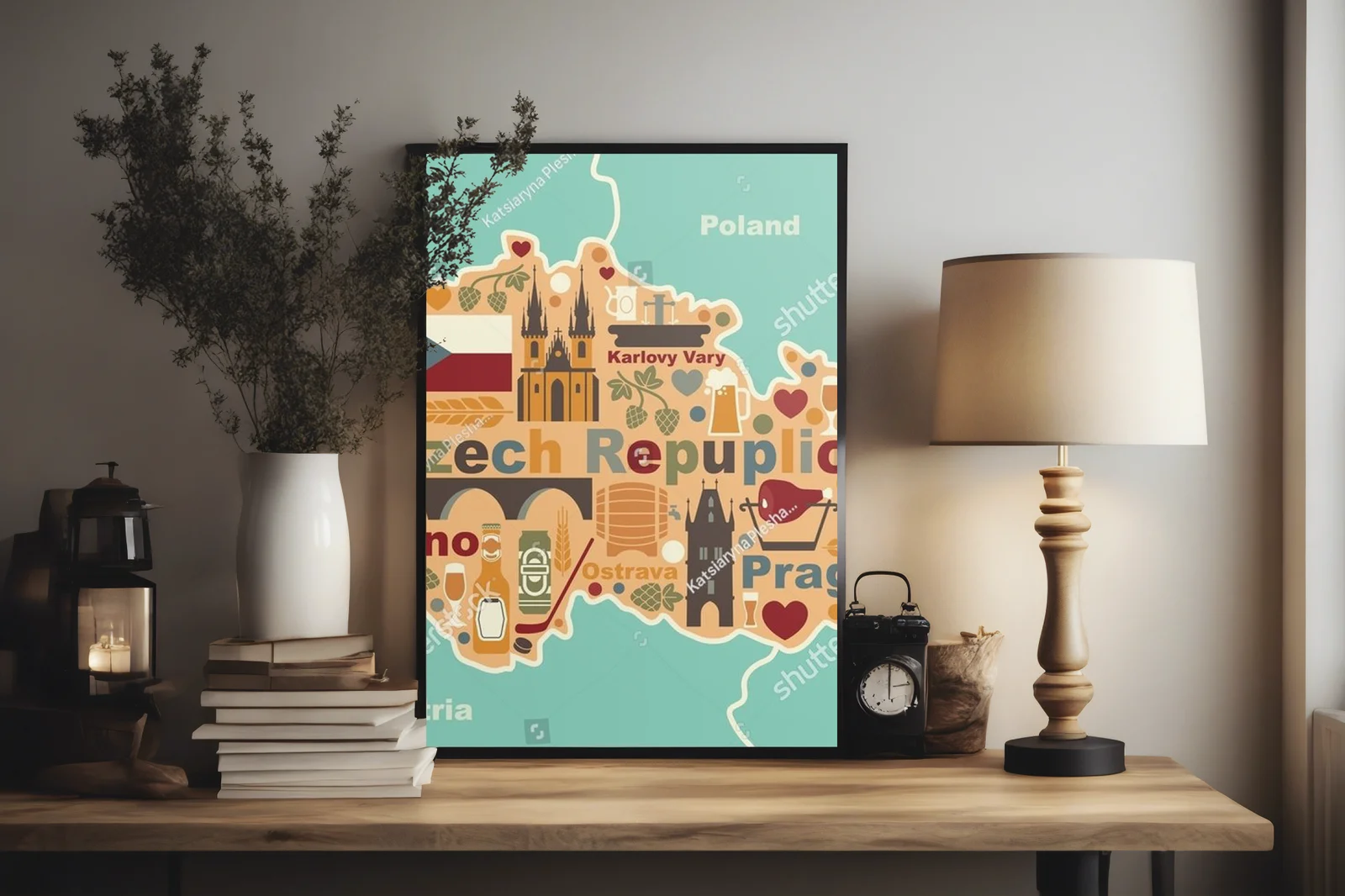 Czeska mapa pełna tradycyjnych symboli