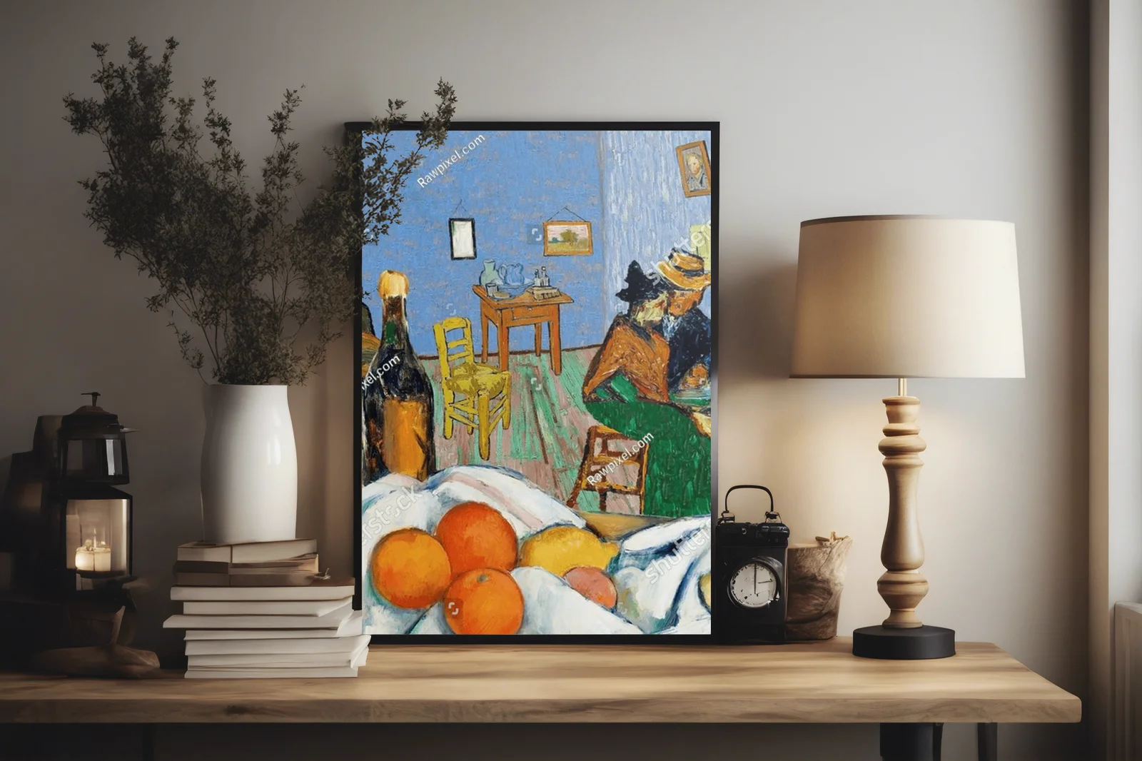 Vibrant scena kawiarniana w stylu Van Gogha
