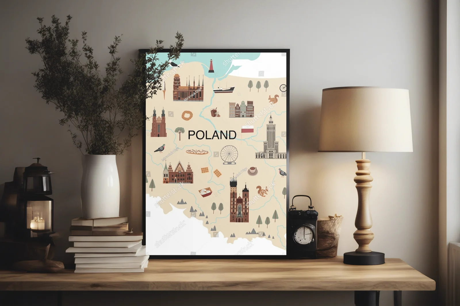 Ilustrowana mapa Polski pełna radości i kolorów