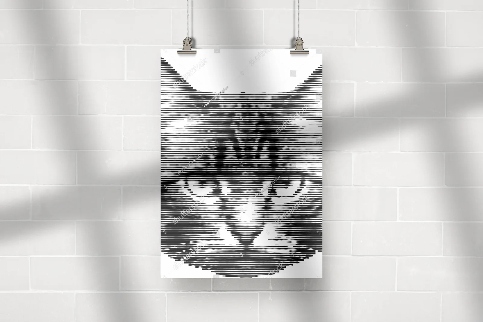 Monochromatyczny portret kota w artystycznym stylu