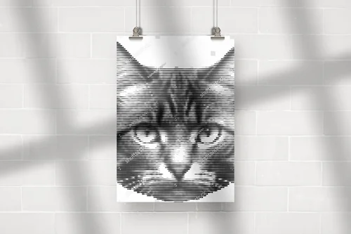 Monochromatyczny portret kota w artystycznym stylu