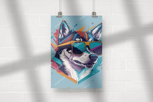Stylowy husky w odcieniach turkusu