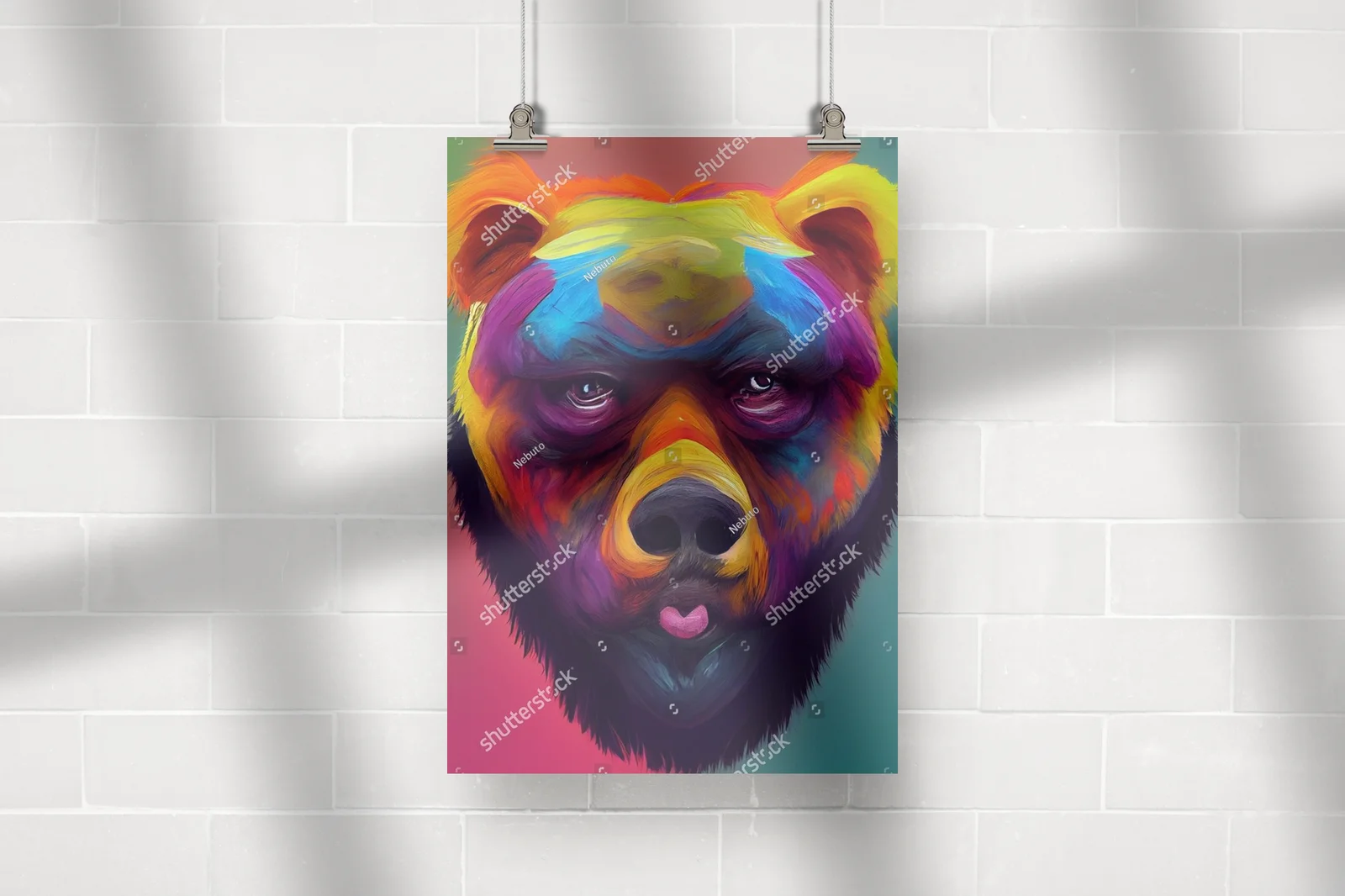 Kolorowy portret niedźwiedzia w nowoczesnym stylu