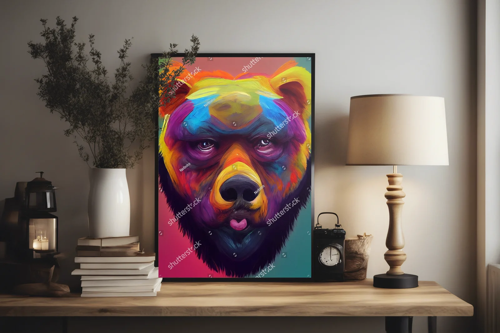 Kolorowy portret niedźwiedzia w nowoczesnym stylu
