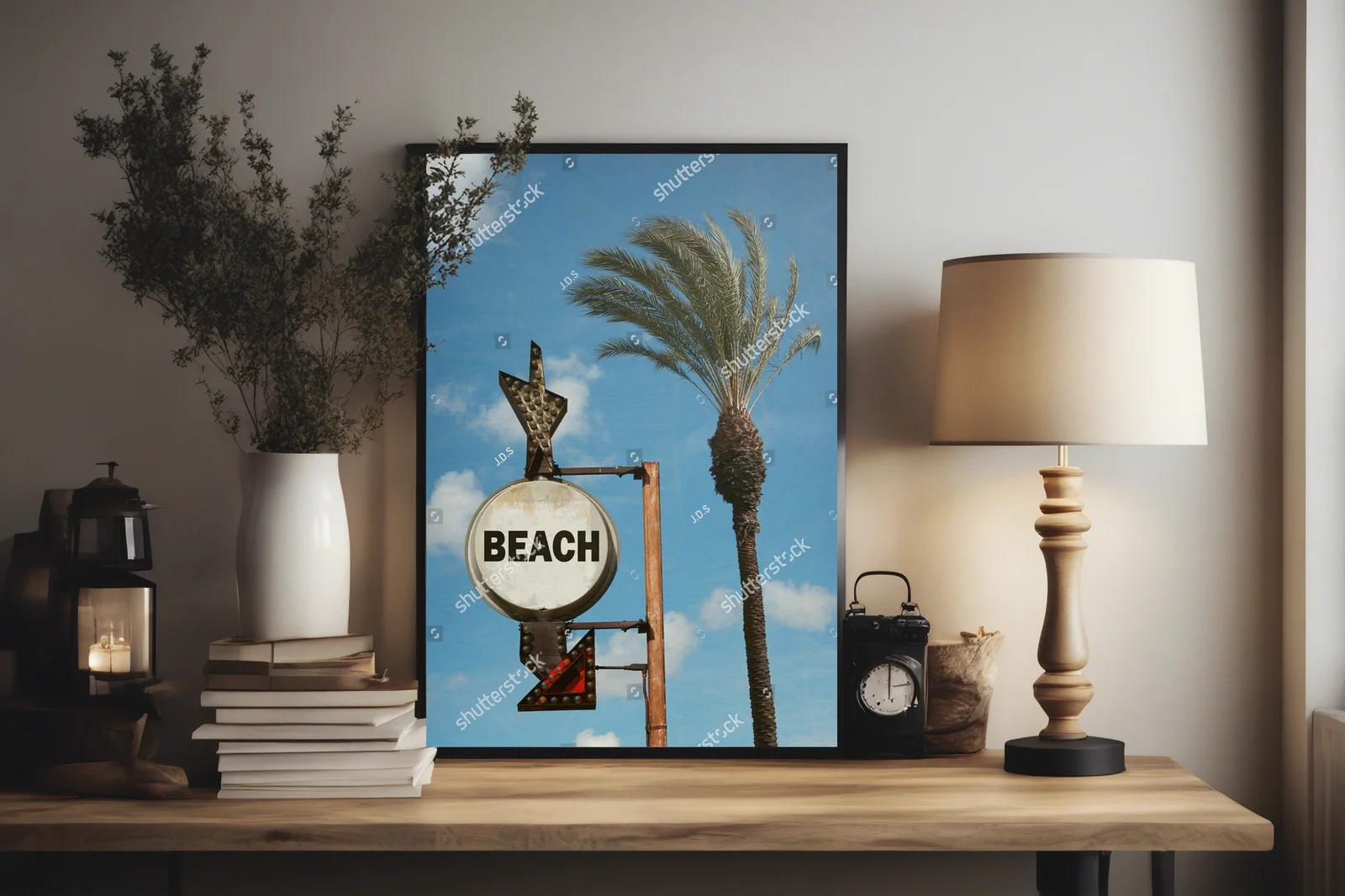 Nostalgiczne znaki plażowe w morskiej tonacji