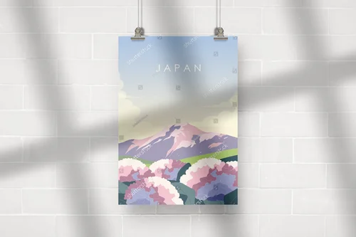 Majestatyczne góry Japonii w otoczeniu kwiatów