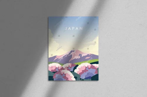 Majestatyczne góry Japonii w otoczeniu kwiatów