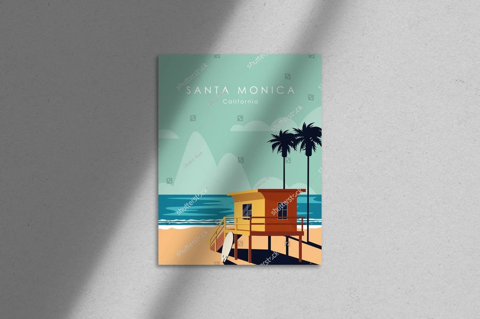 Minimalistyczna ilustracja Kalifornii w pastelowych odcieniach