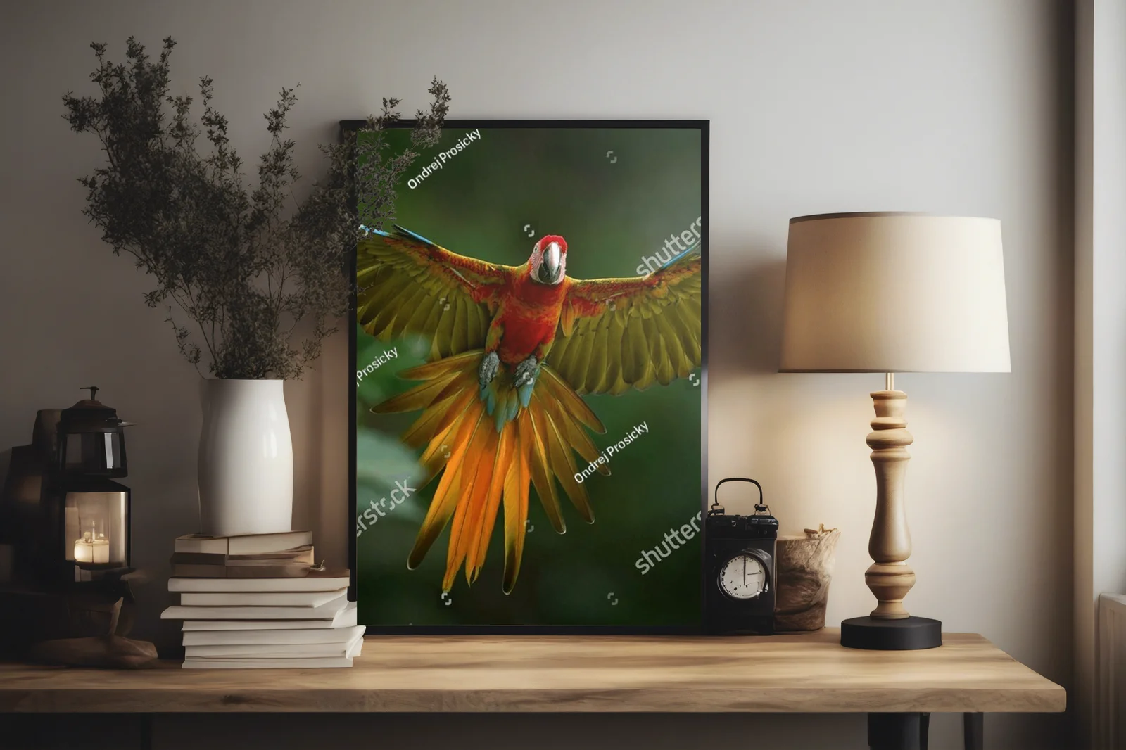 Ekspresyjny taniec parrotów w tropikalnej scenerii