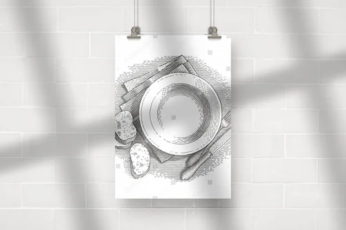 Eleganckie, ręcznie rysowane ilustracje na talerzu