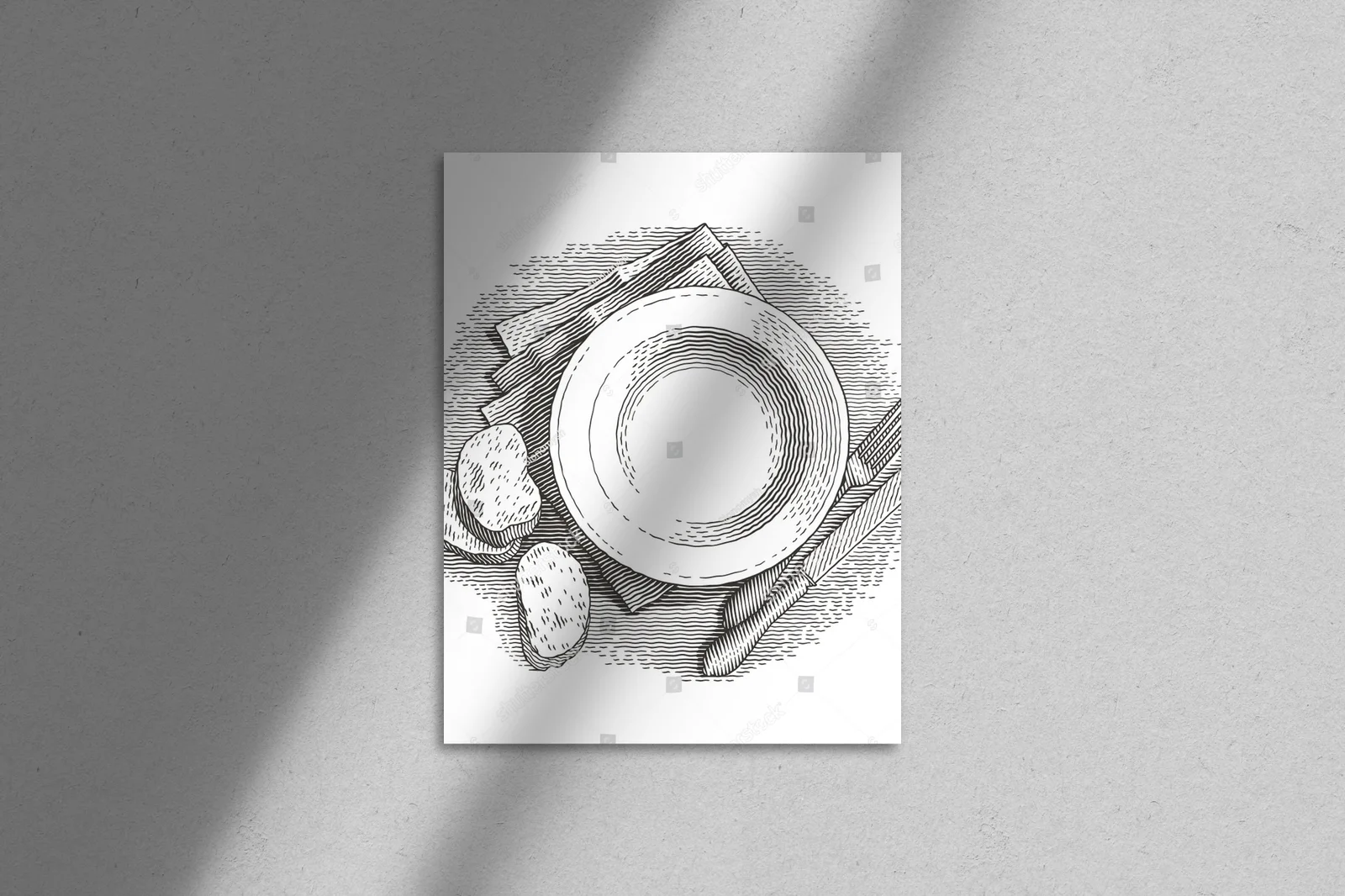 Eleganckie, ręcznie rysowane ilustracje na talerzu