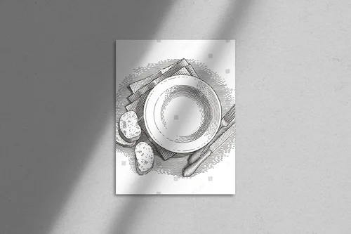 Eleganckie, ręcznie rysowane ilustracje na talerzu