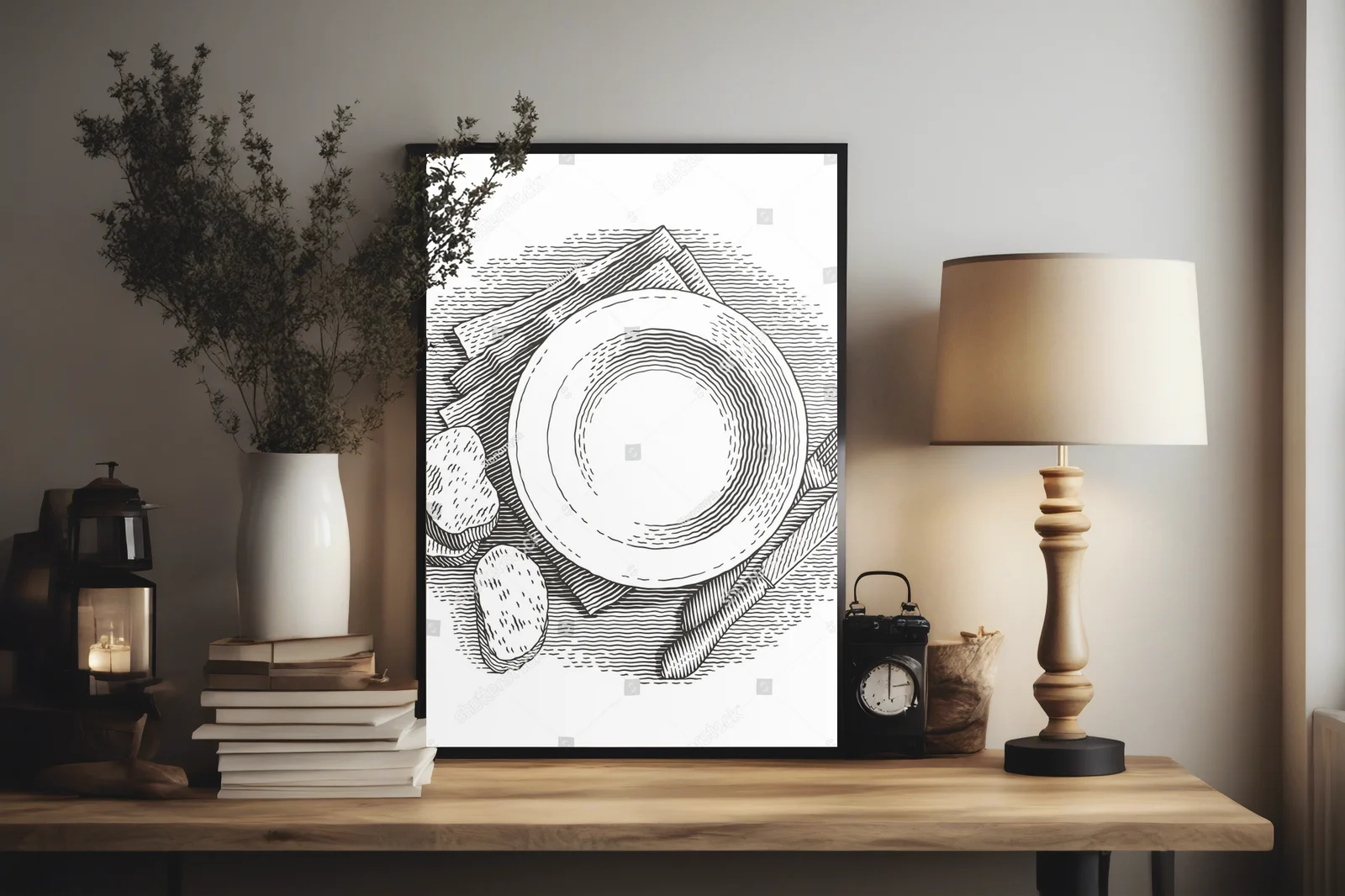 Eleganckie, ręcznie rysowane ilustracje na talerzu