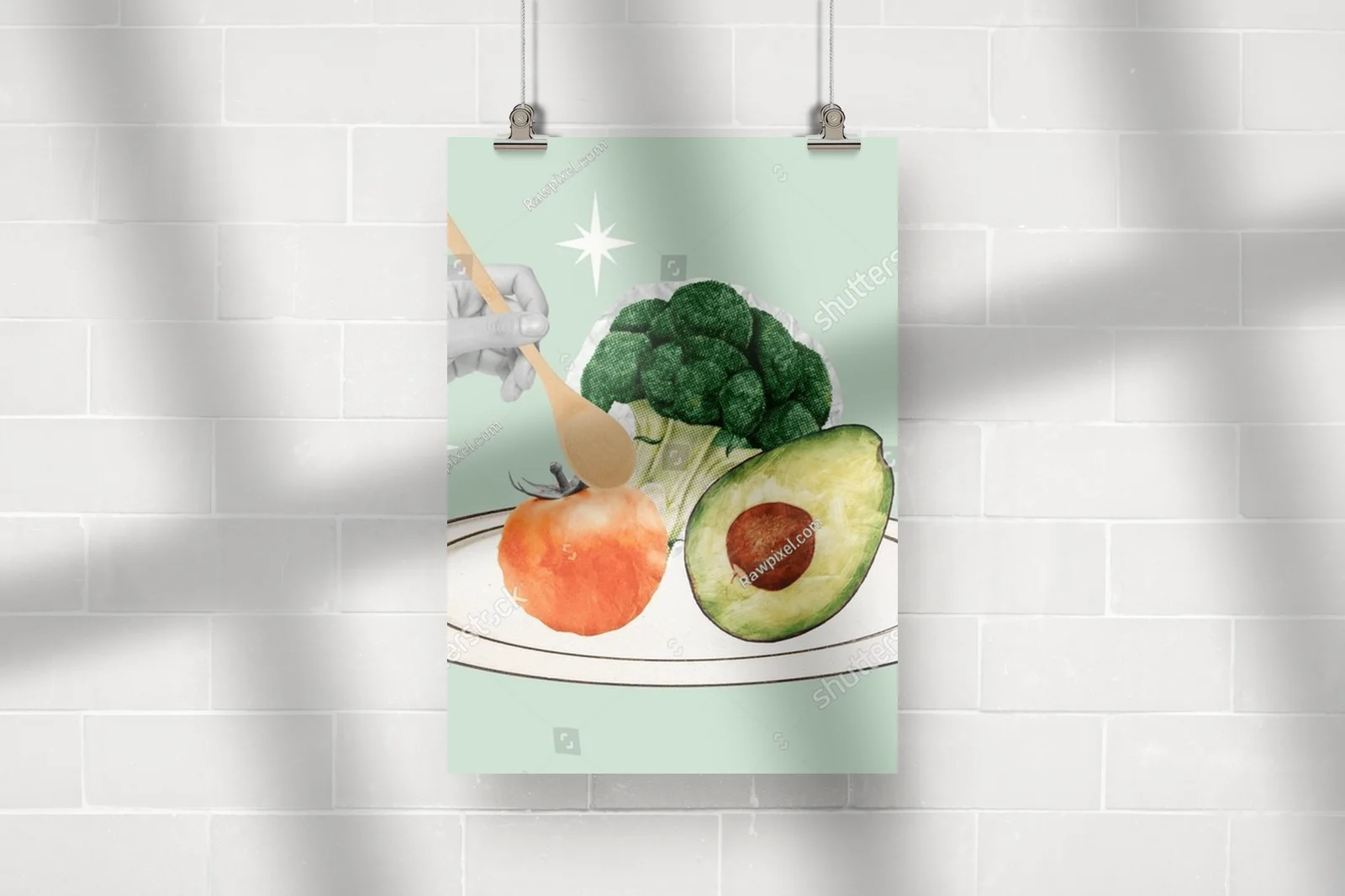 Kolorowa kompozycja zdrowego jedzenia w stylu collage