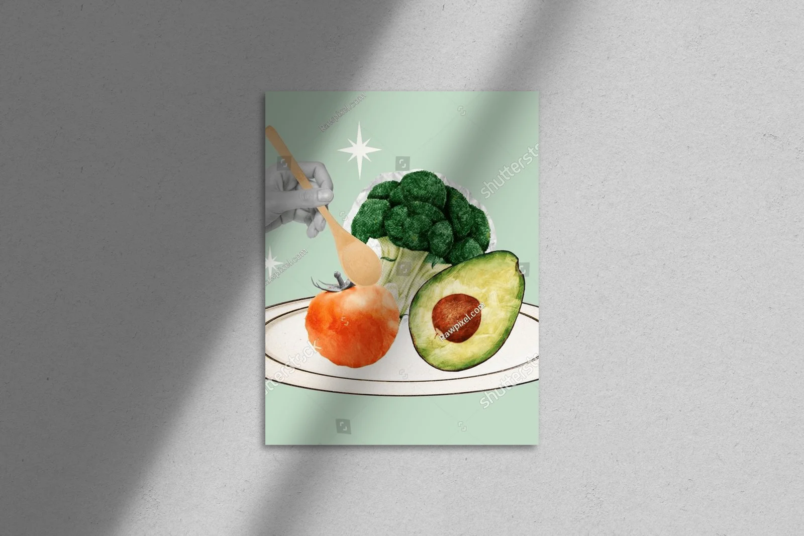 Kolorowa kompozycja zdrowego jedzenia w stylu collage