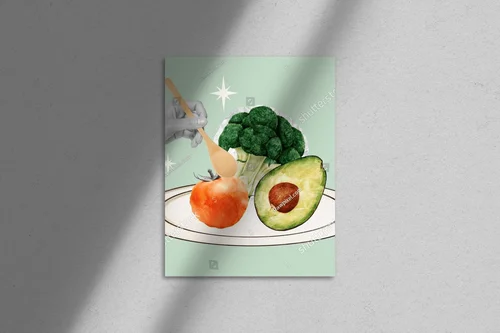 Kolorowa kompozycja zdrowego jedzenia w stylu collage