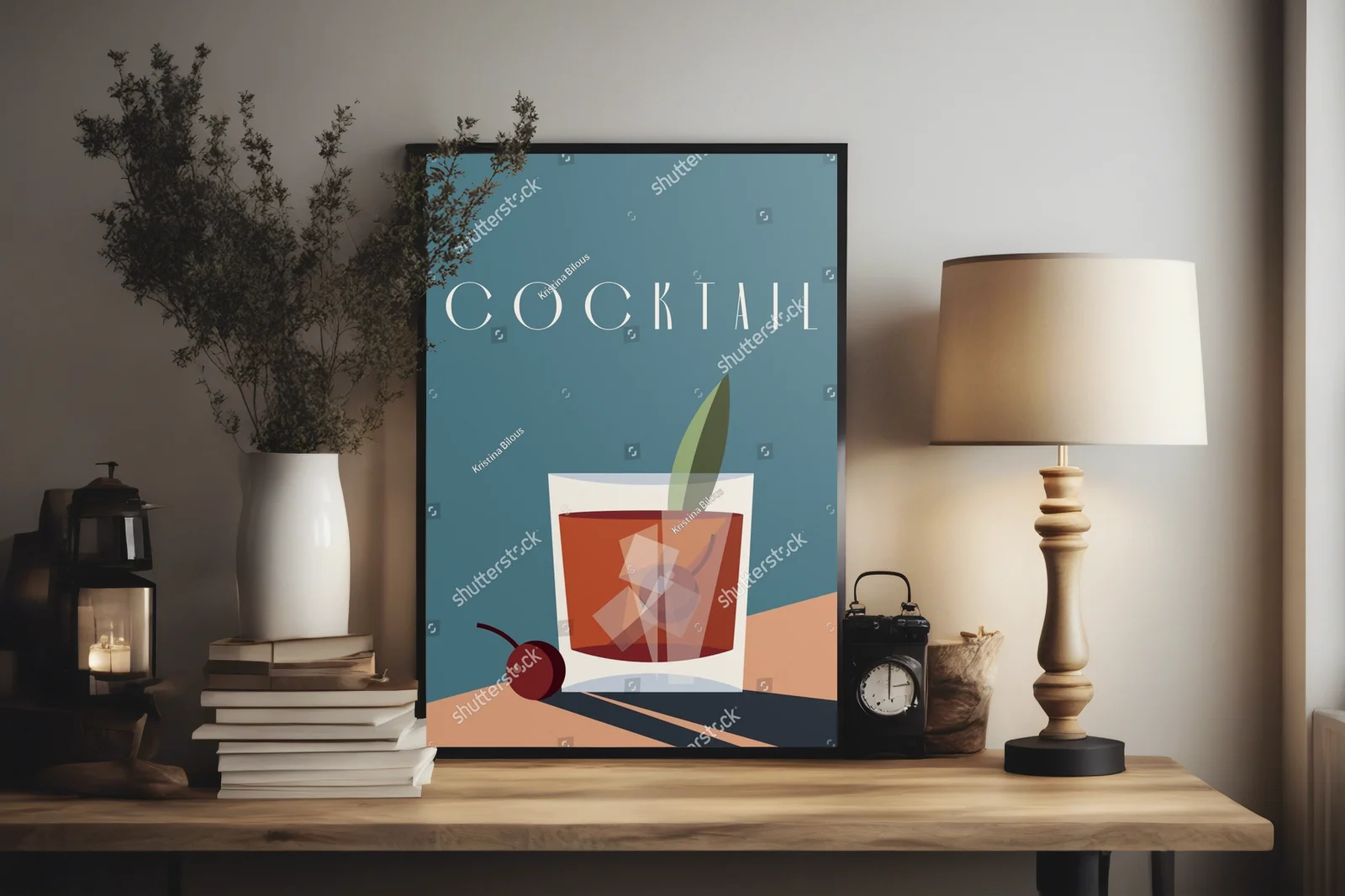 Retro kompozycja z motywem koktajli w unikalnych barwach
