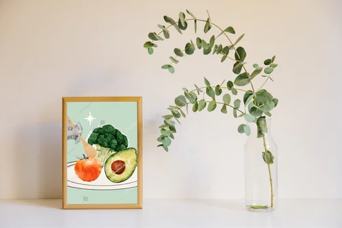 Kolorowa kompozycja zdrowego jedzenia w stylu collage