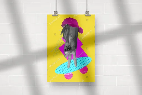 Fantazyjny kolaż surrealistycznej dziewczyny na desce