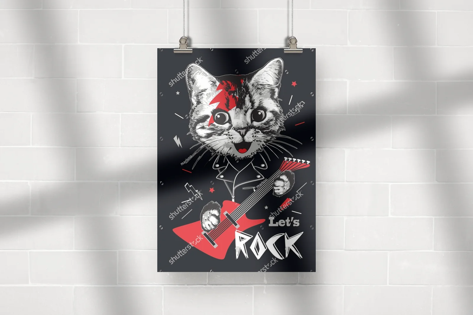 Uroczy koci portret z elektryzującą gitarą