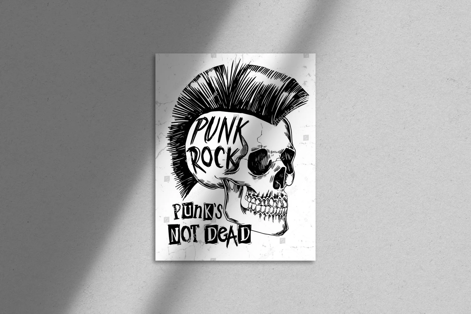 Mroczna czaszka punk rockowa w kontrastowych barwach