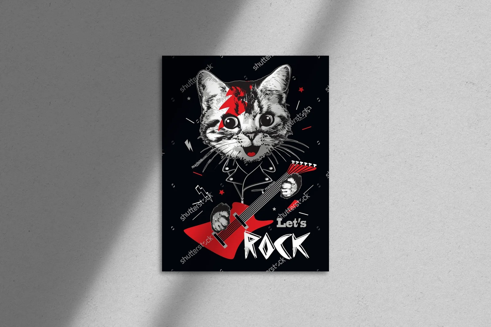 Uroczy koci portret z elektryzującą gitarą