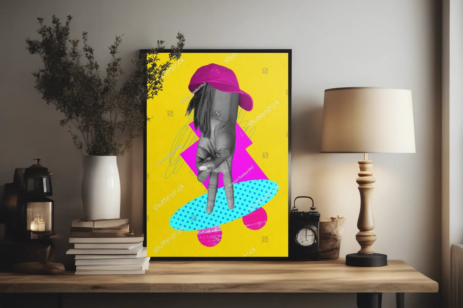 Fantazyjny kolaż surrealistycznej dziewczyny na desce