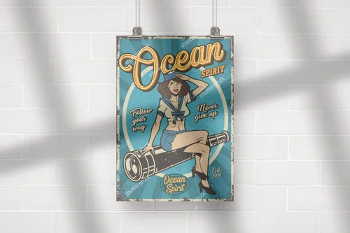 Urok retro: morska dziewczyna w kolorach oceanu