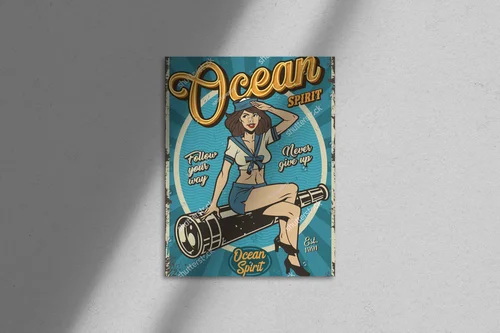 Urok retro: morska dziewczyna w kolorach oceanu