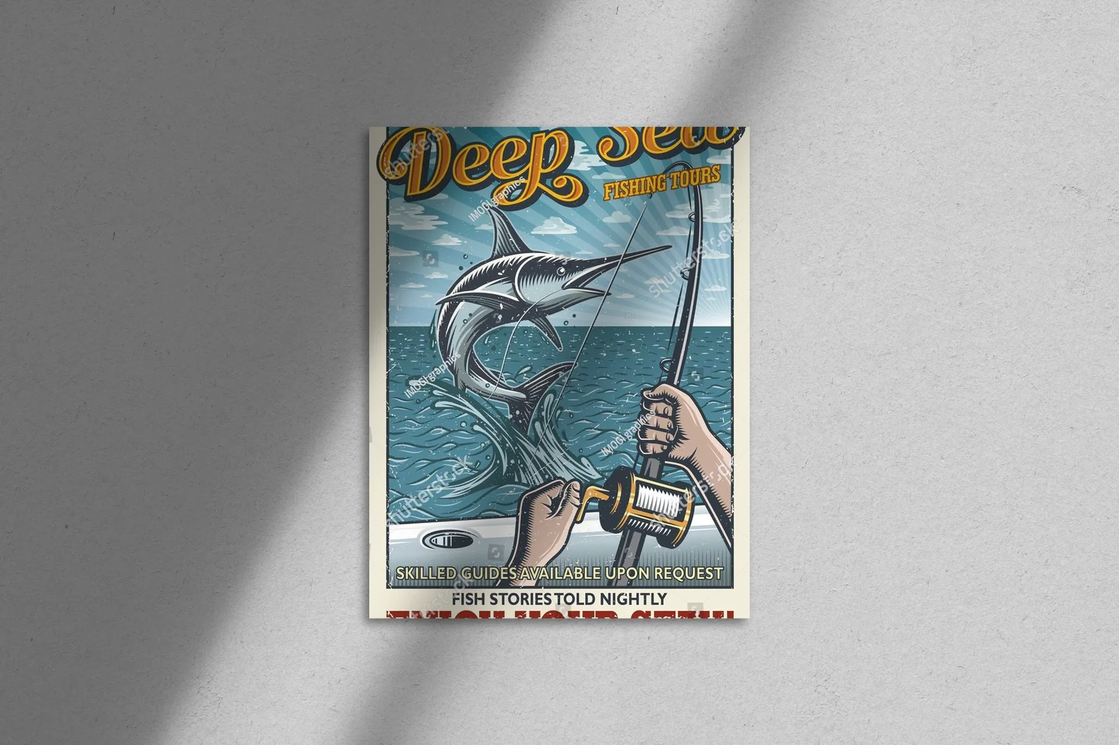Wodne przygody: vintage plakat z rybami