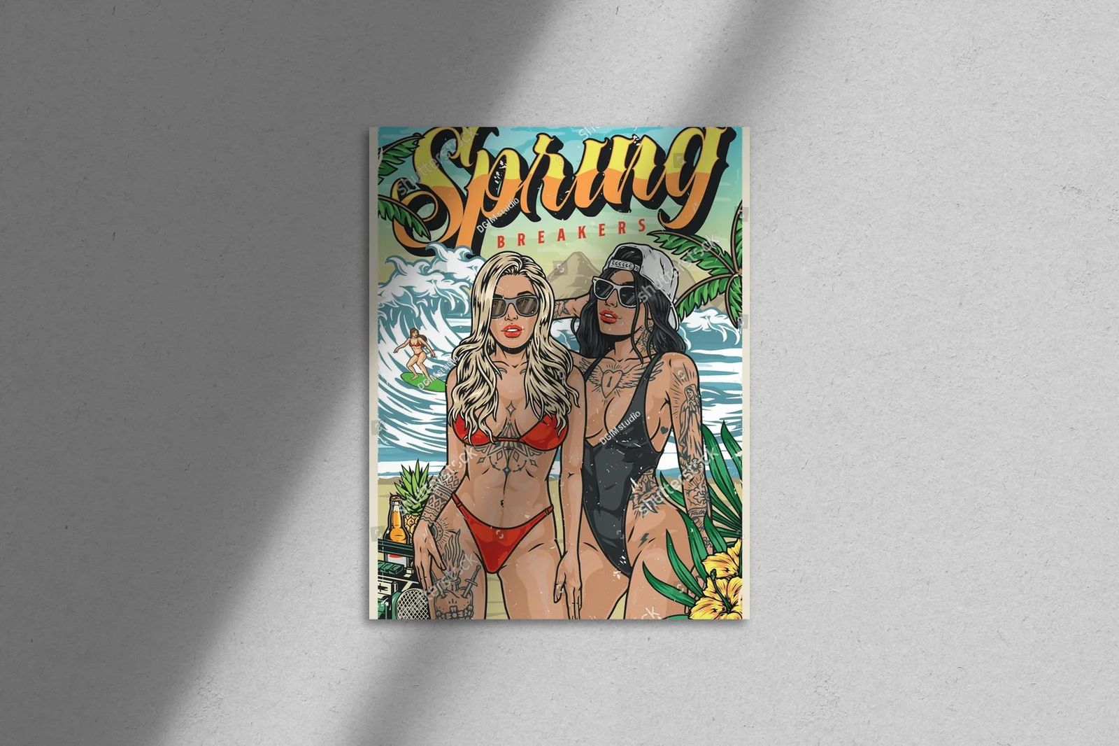Kolorowe lata na plaży w tropikalnym stylu