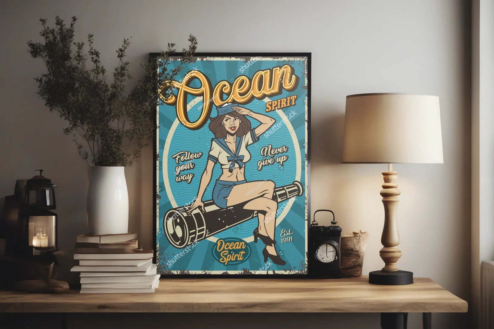 Urok retro: morska dziewczyna w kolorach oceanu