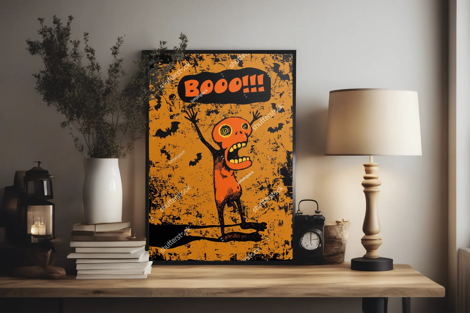Mroczny urok Halloween z krzyczącym stworem