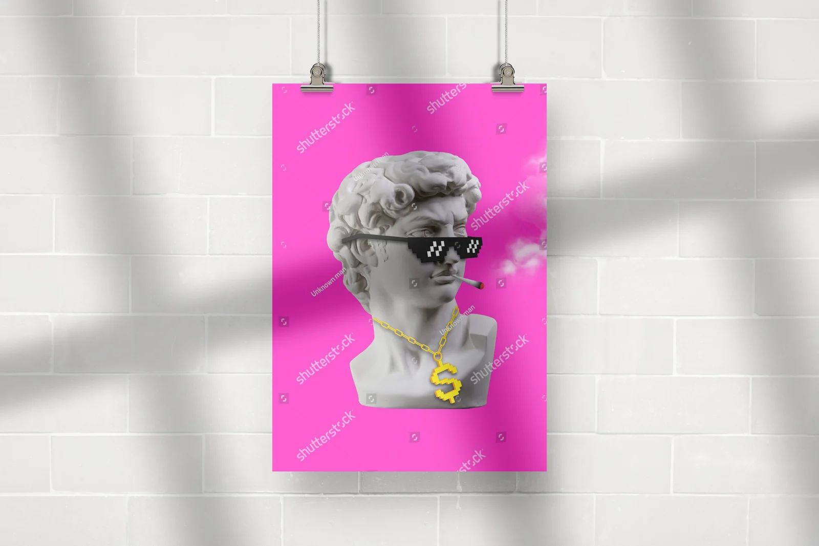 Funky stylizacja Davida w pikselowych okularach