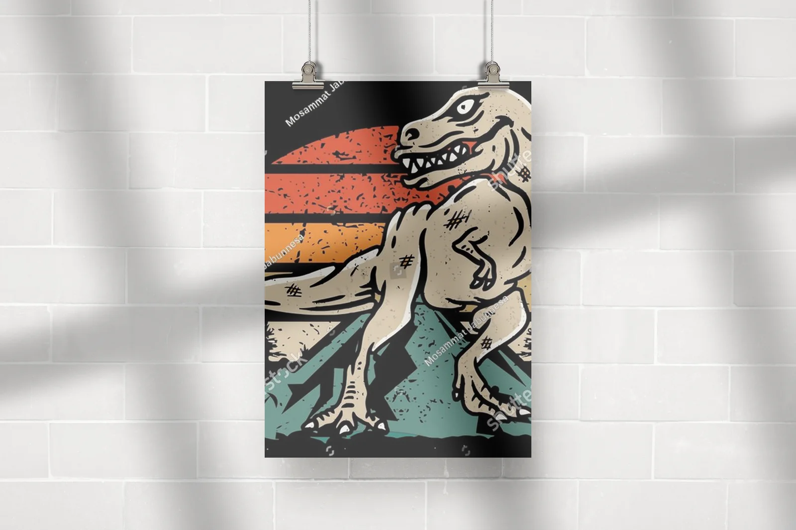 Zabawny motyw dinozaura, pełen nostalgii