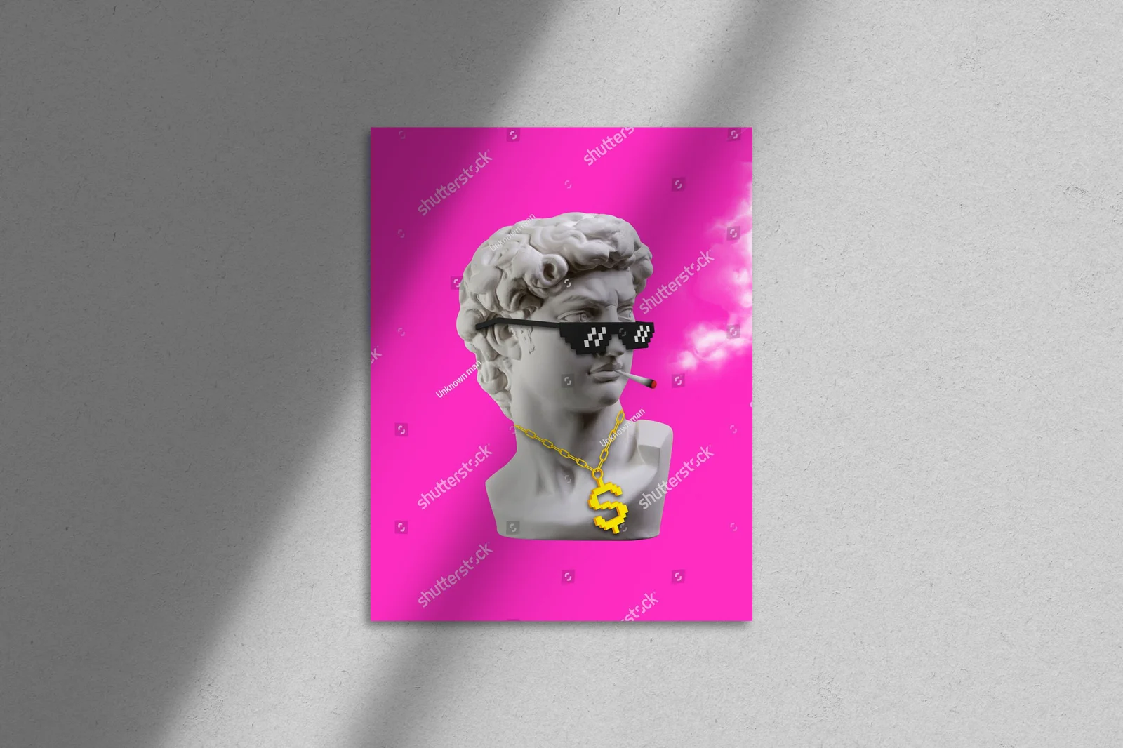 Funky stylizacja Davida w pikselowych okularach