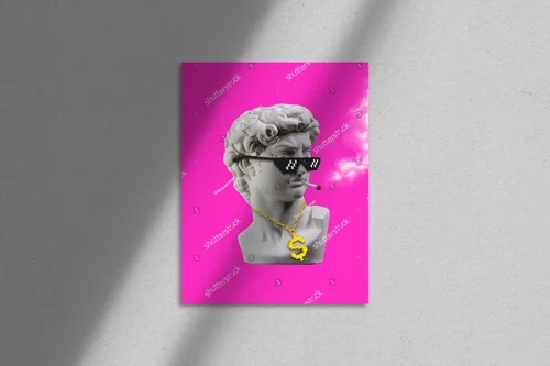 Funky stylizacja Davida w pikselowych okularach