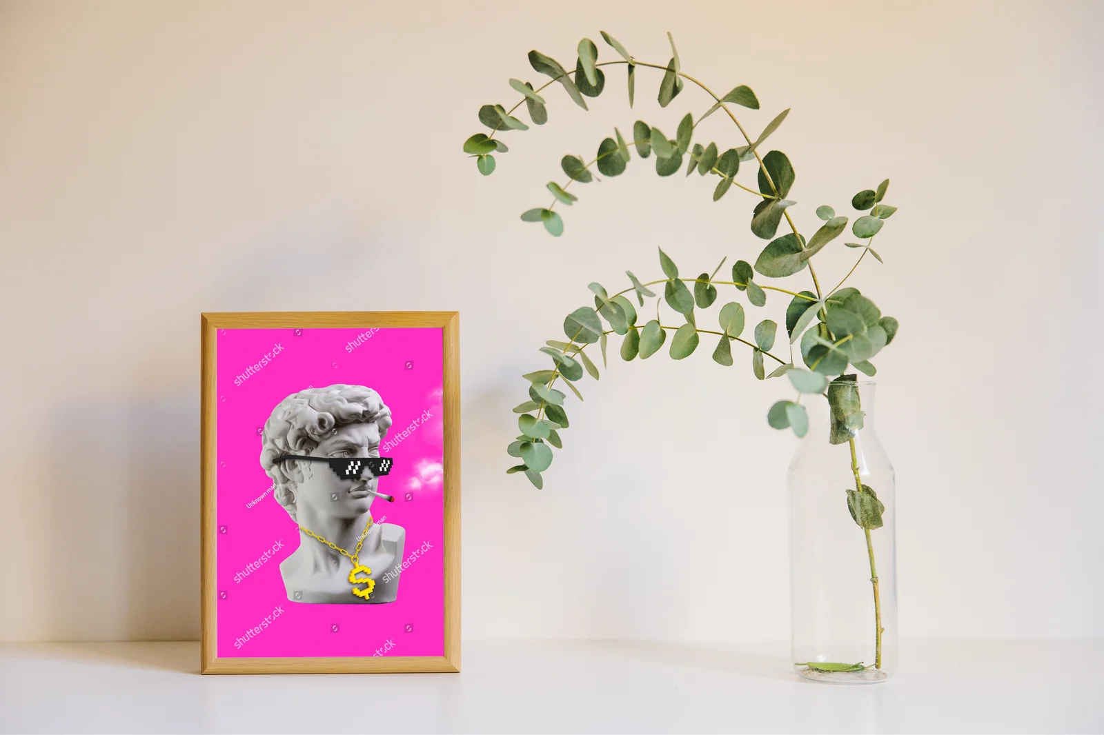 Funky stylizacja Davida w pikselowych okularach