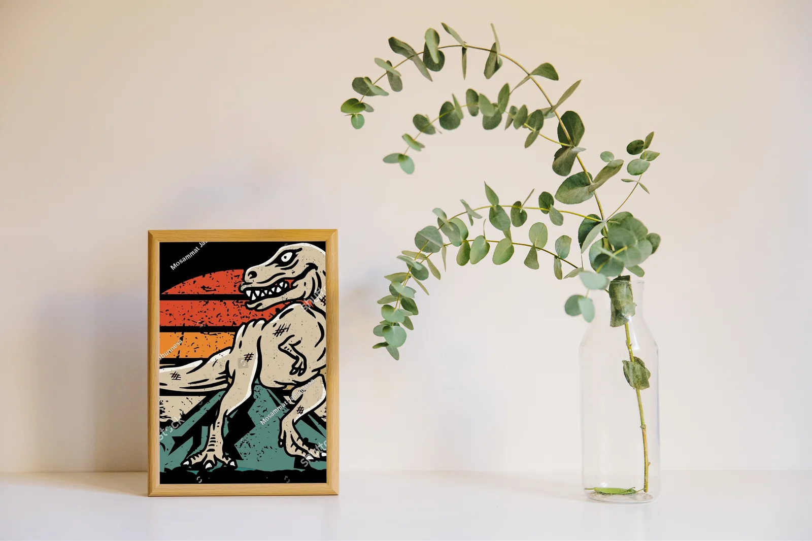Zabawny motyw dinozaura, pełen nostalgii