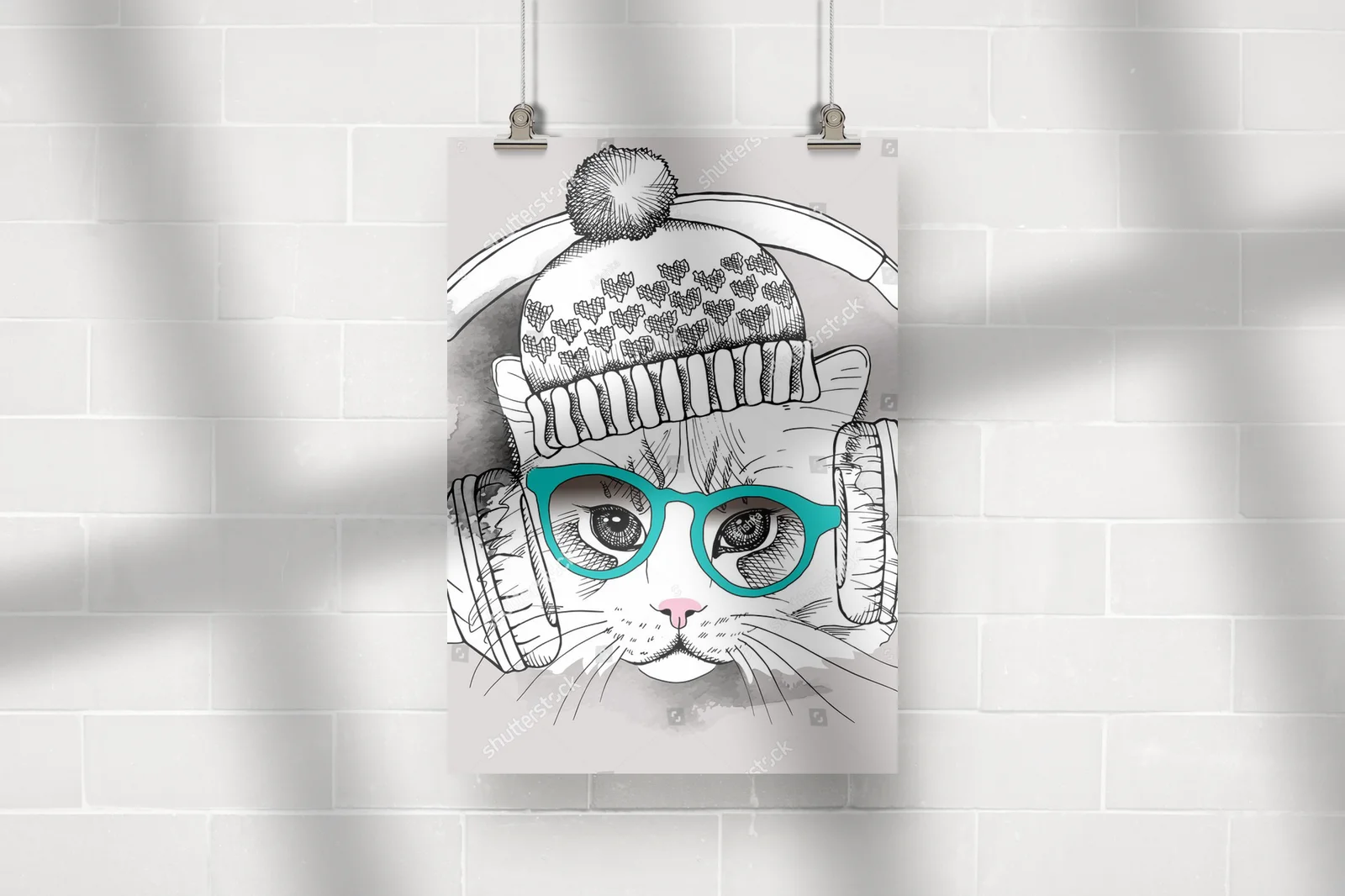 Uroczy portret kota z hipsterskim akcentem