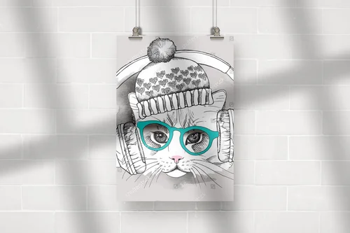 Uroczy portret kota z hipsterskim akcentem