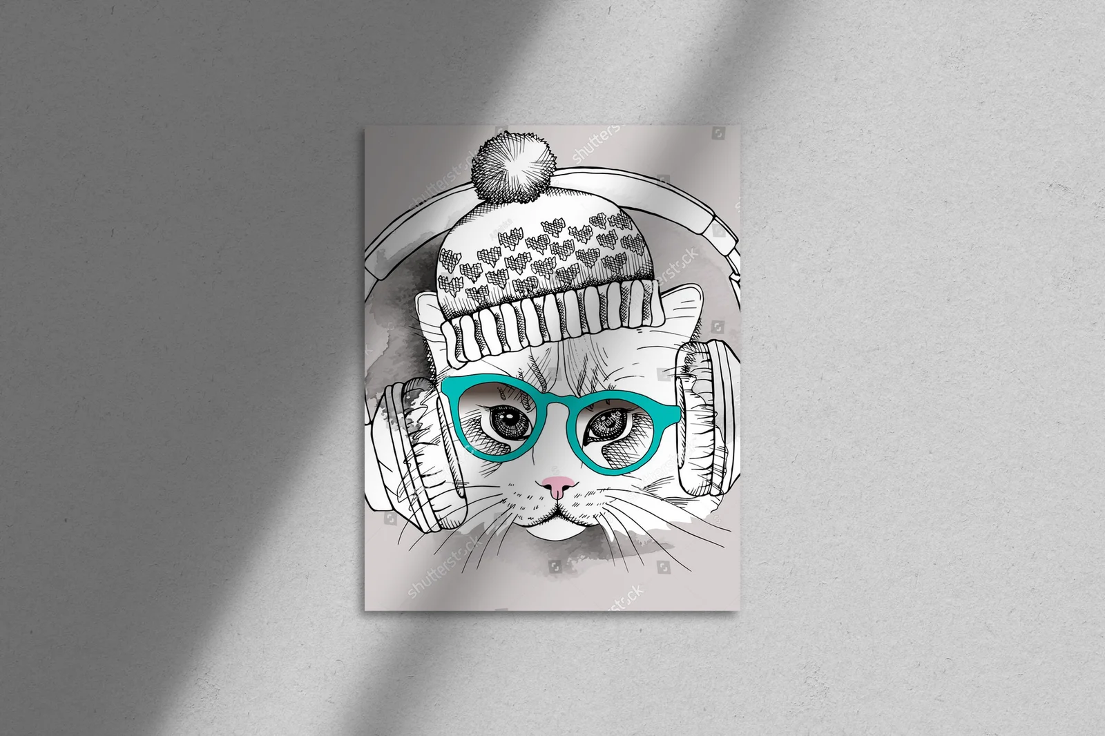 Uroczy portret kota z hipsterskim akcentem