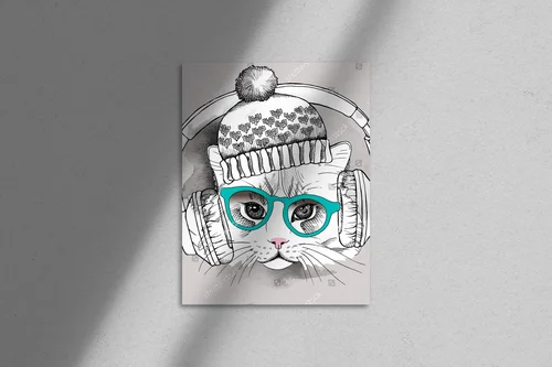 Uroczy portret kota z hipsterskim akcentem
