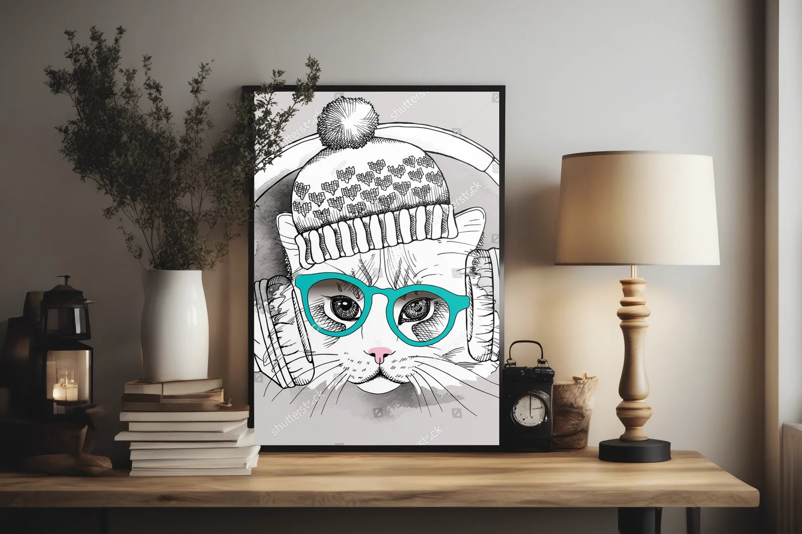 Uroczy portret kota z hipsterskim akcentem