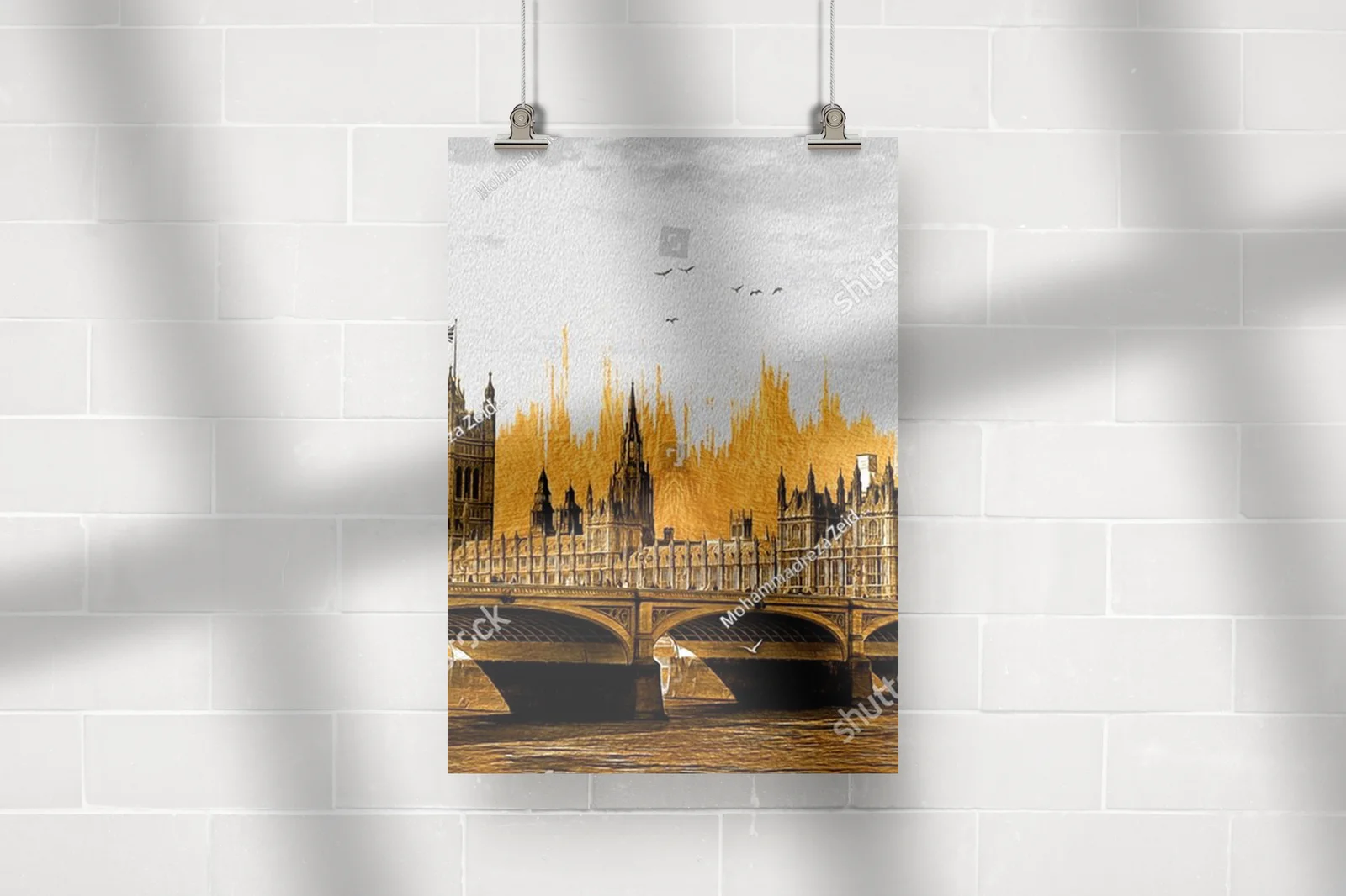 Złota panorama Londynu z Big Benem