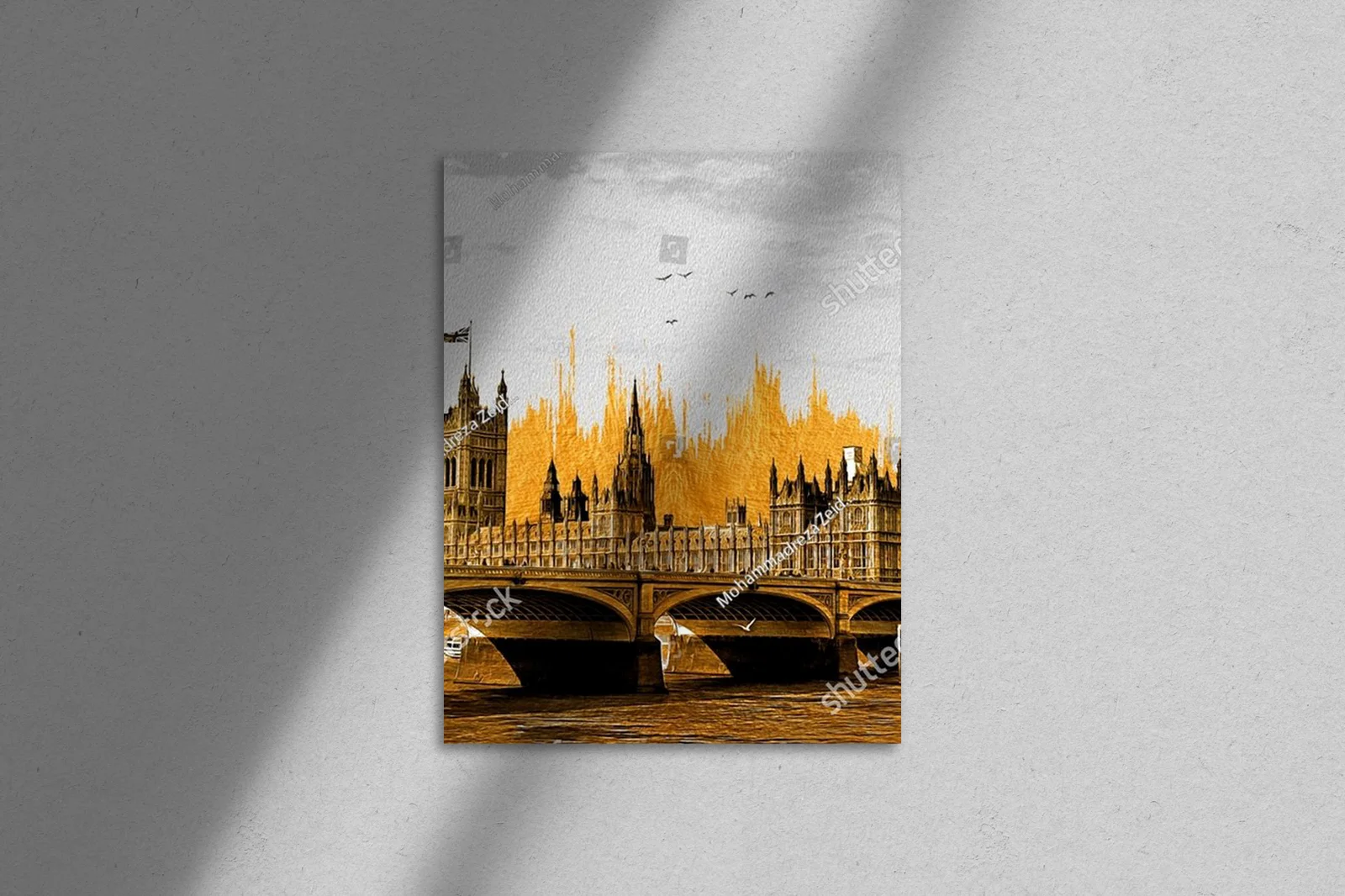 Złota panorama Londynu z Big Benem