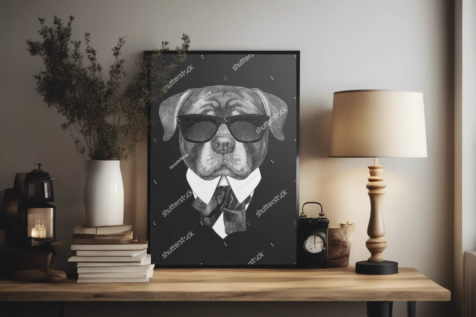 Elegancki Rottweiler w retro stylu