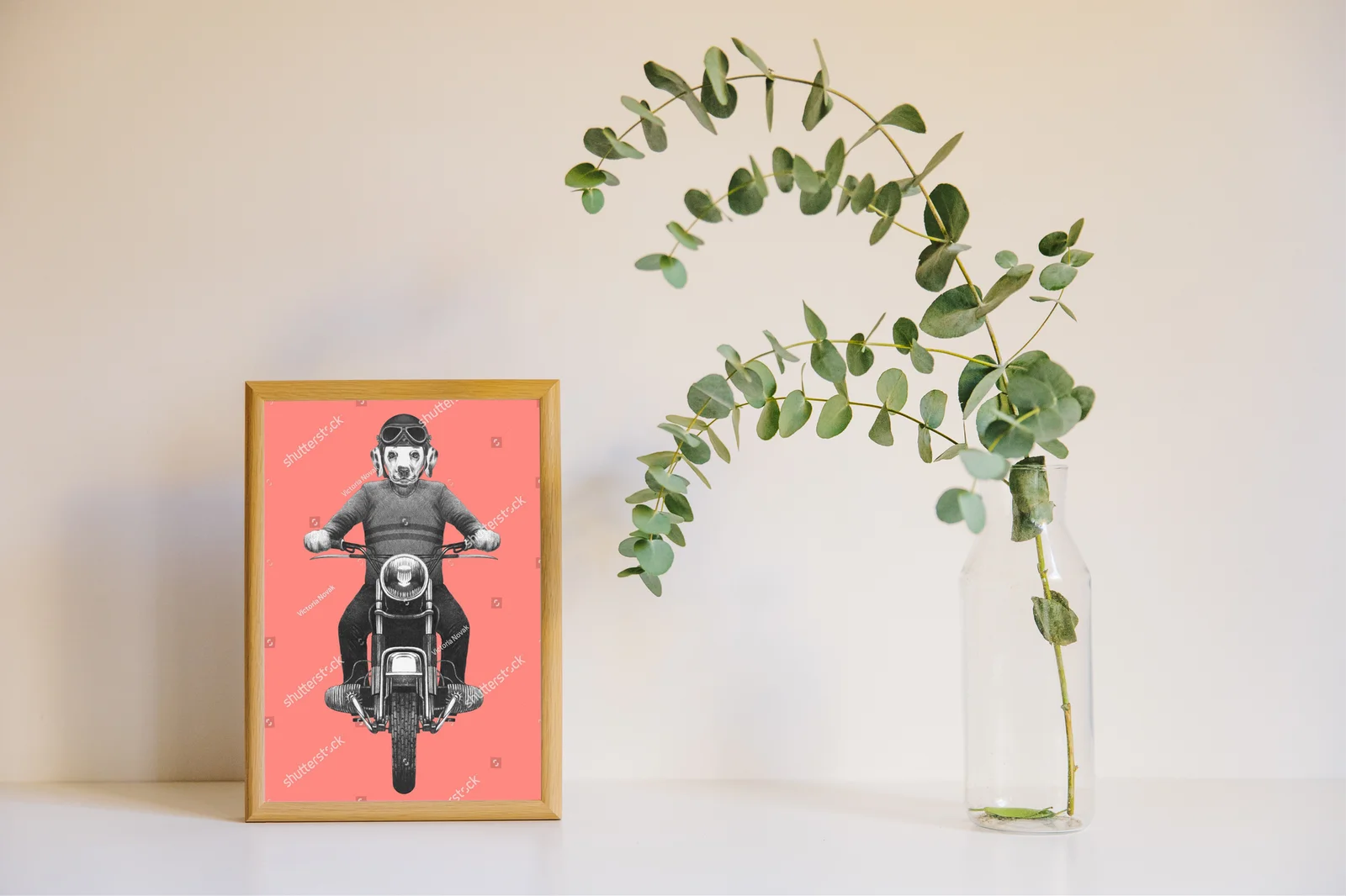 Wesoły dalmatyńczyk na motorze w retro stylu
